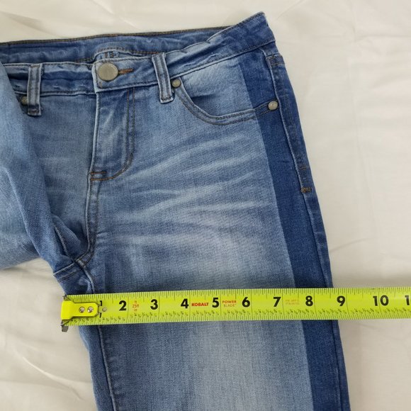 CP Jeans Juniors 5 Mid Rise Womens Two Tone Skinny Leg Light Wash Blue Denim - Picture 5 of 13